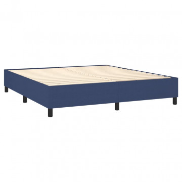 Cadru de pat box spring, albastru, 160x200 cm, textil - Img 4