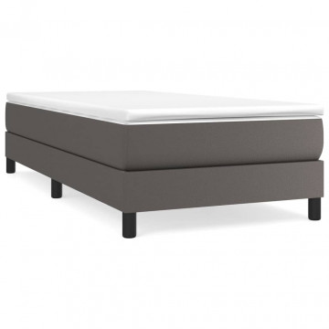 Cadru de pat box spring, gri, 90x200 cm, piele ecologică - Img 2