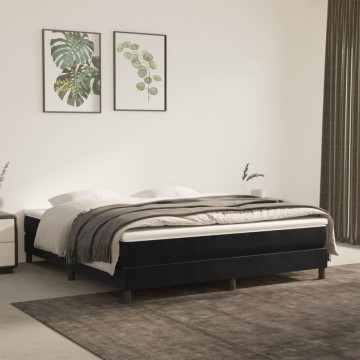 Cadru de pat box spring, negru, 160x200 cm, catifea - Img 1