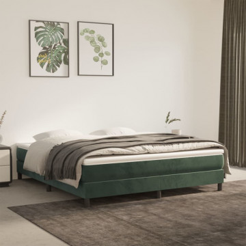 Cadru de pat box spring, verde închis, 180x200 cm, catifea - Img 1