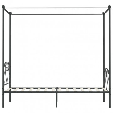 Cadru de pat cu baldachin, gri, 120 x 200 cm, metal - Img 4