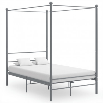 Cadru de pat cu baldachin, gri, 120x200 cm, metal - Img 1
