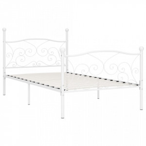 Cadru de pat cu bază din șipci, alb, 100 x 200 cm, metal - Img 2