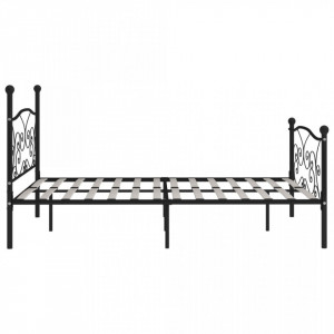 Cadru de pat cu bază din șipci, negru, 200 x 200 cm, metal - Img 4