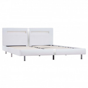 Cadru de pat cu LED, alb, 180 x 200 cm, piele artificială - Img 3