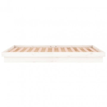 Cadru de pat cu LED, dublu, alb, 135x190 cm, lemn masiv - Img 7