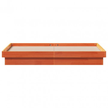 Cadru de pat cu LED, maro ceruit, 160x200 cm, lemn masiv de pin - Img 6