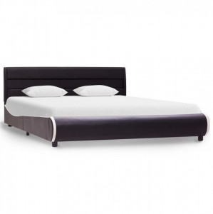 Cadru de pat cu LED, negru, 160 x 200 cm, piele ecologică - Img 2