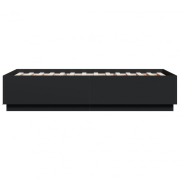 Cadru de pat cu LED, negru, 75x190 cm, lemn prelucrat - Img 6