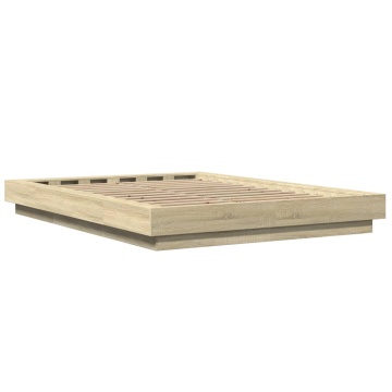 Cadru de pat cu LED stejar sonoma 120x190 cm lemn prelucrat - Img 6