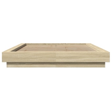 Cadru de pat cu LED stejar sonoma 120x190 cm lemn prelucrat - Img 8