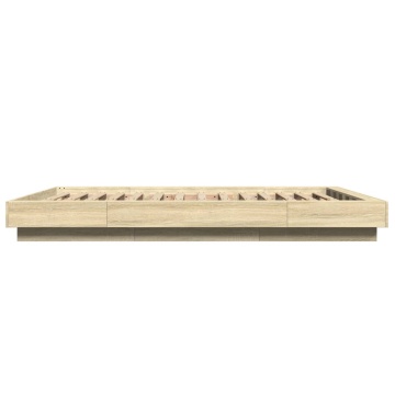 Cadru de pat cu LED stejar sonoma 120x200 cm lemn prelucrat - Img 5