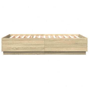 Cadru de pat cu LED stejar sonoma 140x200 cm lemn prelucrat - Img 8
