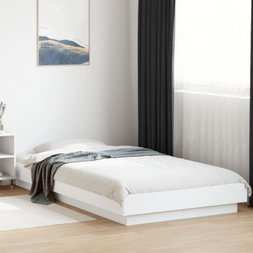 Cadru de pat cu lumini LED, alb, 100x200 cm, lemn prelucrat - Img 4