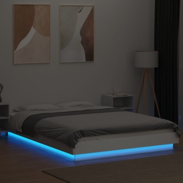 Cadru de pat cu lumini LED, alb, 120x190 cm, lemn prelucrat - Img 3