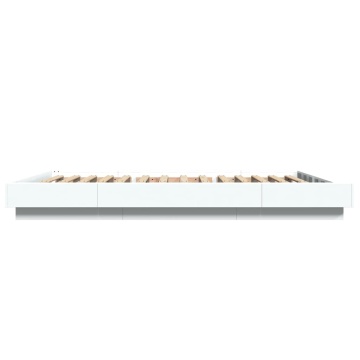 Cadru de pat cu lumini LED, alb, 140x190 cm, lemn prelucrat - Img 5