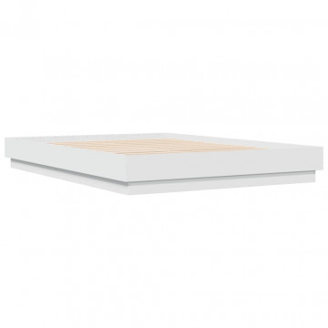 Cadru de pat cu lumini LED, alb, 150x200 cm - Img 3