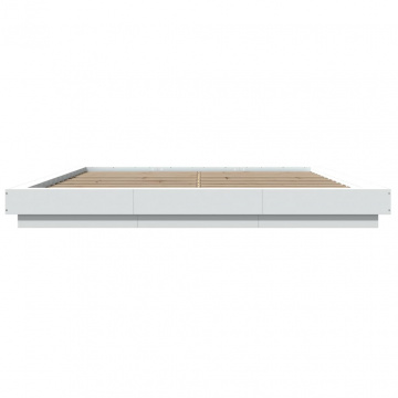 Cadru de pat cu lumini LED, alb, 200x200 cm, lemn prelucrat - Img 8