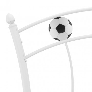 Cadru de pat, cu model de fotbal, alb, 90 x 200 cm, metal - Img 6