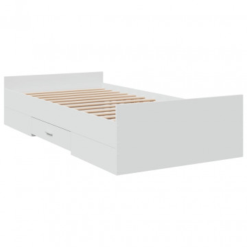 Cadru de pat cu sertare, alb, 100x200 cm, lemn prelucrat - Img 2