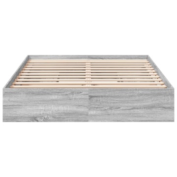 Cadru de pat cu sertare, gri sonoma, 160x200 cm lemn prelucrat - Img 4