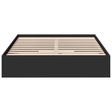 Cadru de pat cu sertare, negru, 140x200 cm, lemn prelucrat - Img 3