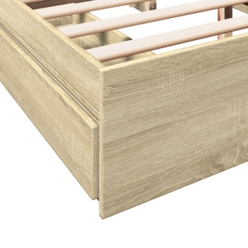 Cadru de pat cu sertare stejar sonoma 150x200 cm lemn prelucrat - Img 6