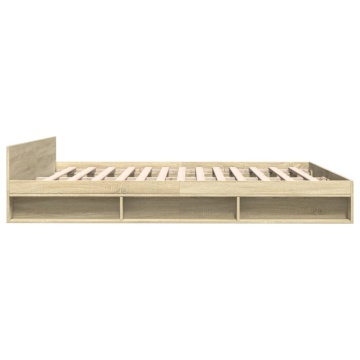 Cadru de pat cu sertare stejar sonoma 200x200 cm lemn prelucrat - Img 7
