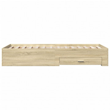 Cadru de pat cu sertare stejar sonoma 75x190 cm lemn prelucrat - Img 8
