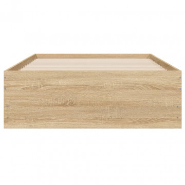Cadru de pat cu sertare stejar sonoma 90x190 cm lemn prelucrat - Img 5