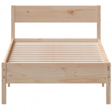 Cadru de pat cu tăblie, 100x200 cm, lemn masiv de pin - Img 4