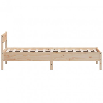 Cadru de pat cu tăblie, 100x200 cm, lemn masiv de pin - Img 8
