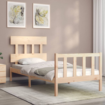 Cadru de pat cu tăblie 3FT, single, lemn masiv - Img 3