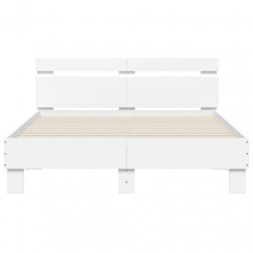 Cadru de pat cu tăblie, alb, 120x190 cm, lemn prelucrat - Img 7