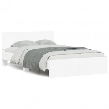 Cadru de pat cu tăblie, alb, 135x190 cm - Img 2