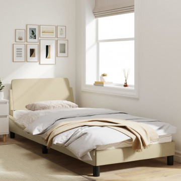 Cadru de pat cu tăblie, crem, 90x200 cm, textil - Img 3