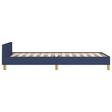 Cadru de pat cu tăblie fără saltea, albastru, 100x200cm, textil - Img 5