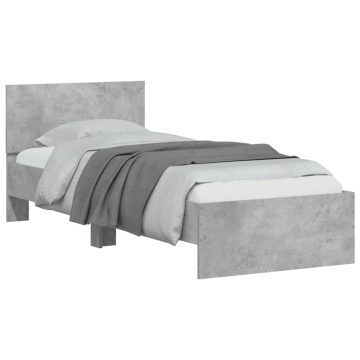 Cadru de pat cu tăblie, gri beton, 75x190 cm, lemn prelucrat - Img 4