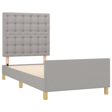 Cadru de pat cu tăblie, gri deschis, 80x200 cm, textil - Img 4