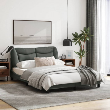 Cadru de pat cu tăblie, gri închis, 120x200 cm, textil - Img 3