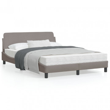 Cadru de pat cu tăblie, gri taupe, 120x200 cm, textil - Img 1