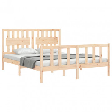 Cadru de pat cu tăblie, lemn masiv, king size - Img 4