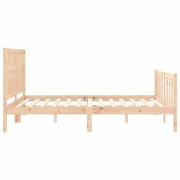 Cadru de pat cu tăblie, lemn masiv, king size - Img 6