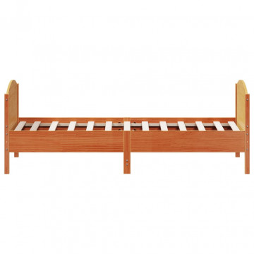 Cadru de pat cu tăblie, maro ceruit, 100x200 cm, lemn masiv pin - Img 8