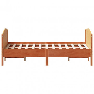 Cadru de pat cu tăblie, maro ceruit, 140x200 cm, lemn masiv pin - Img 8