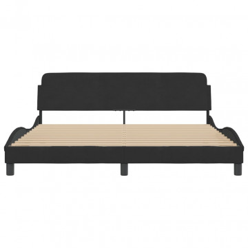 Cadru de pat cu tăblie, negru, 180x200 cm, catifea - Img 4