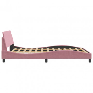Cadru de pat cu tăblie, roz, 120x200 cm, catifea - Img 8