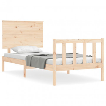 Cadru de pat cu tăblie single mic, lemn masiv - Img 2