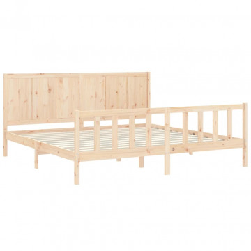 Cadru de pat cu tăblie Super King Size, lemn masiv - Img 8