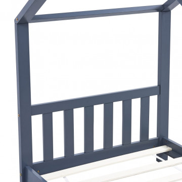 Cadru de pat de copii, gri, 80 x 160 cm, lemn masiv de pin - Img 5